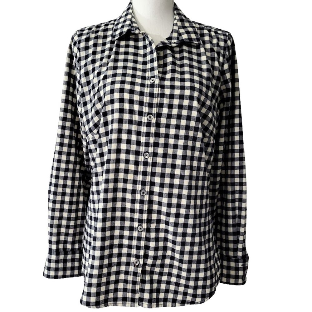 ORVIS Black & White Checkered Long Sleeve Button Down Shirt - Women's M